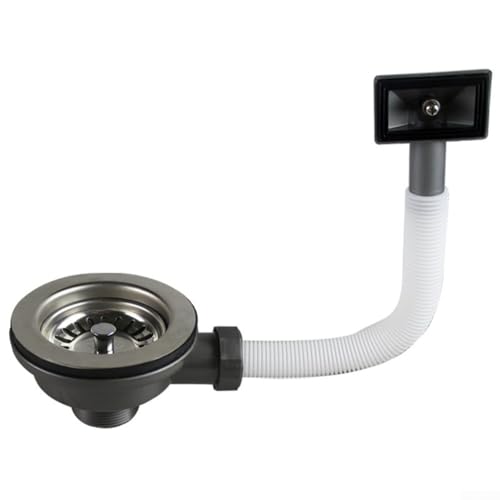 MeevrgR 304 Edelstahl Küchenspüle Überlaufgarnitur mit verstellbarer Rohrlänge 150–280 mm, quadratische Schnittstelle, flexibles Design für mehrere Spülenarten (114) von MeevrgR