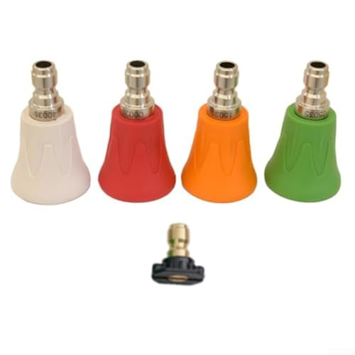 MeevrgR 5-teiliges Hochdruckreiniger-Düsenset - Quick-Connect 1/4 Zoll Spitzen (0°, 15°, 25°, 40°, Seife) - Farbcodierte Messingdüsen mit Gummigriff von MeevrgR
