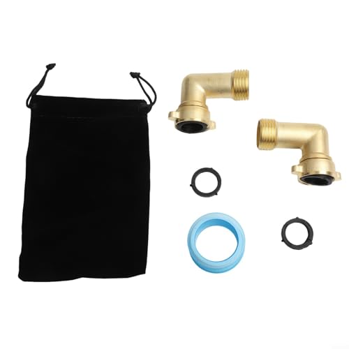 MeevrgR 90° Schlauch-Winkelverbinder aus massivem Messing – 1,9 cm GHT (FHT/MHT) – robuste rostfreie Armatur für Garten, Wohnmobil und Außenbereich (2 x 90°) von MeevrgR