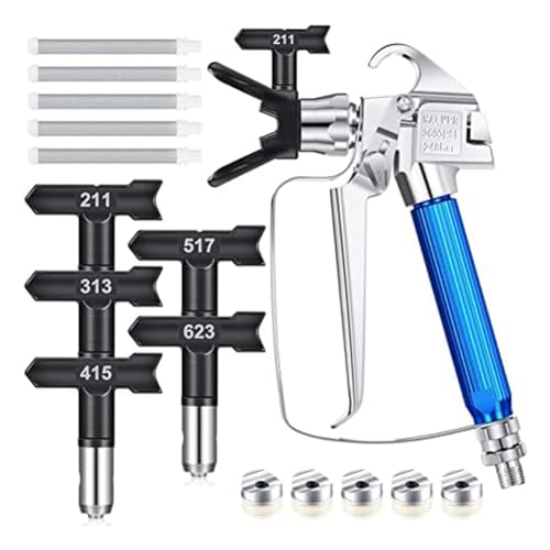 MeevrgR Airless-Farbsprüh-Set, 12-teiliges Set mit 5 reversiblen Sprühspitzen, 5 Netzfiltern, Düsenschutz, Schutz für Möbel, Decke, Fenster, Tür, Malerei MeevrgR Airless-Farbsprüh-Set, 12-teiliges Set mit 5 reversiblen Sprühspitzen, 5 Netzfiltern, Düsenschutz, Schutz für Möbel, Decke, Fenster, Tür, Malerei von MeevrgR