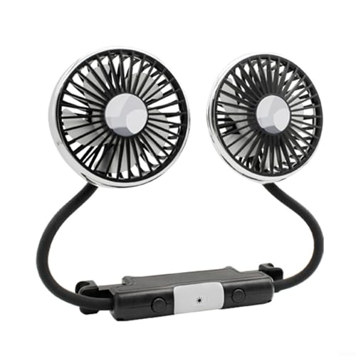 MeevrgR Dual Head Car Clip Fan (F310) - 360° Einstellbare Kühlung für Vorder-/Rücksitze - 3-Gang-, 10W Typ-C-betriebene eingebaute Leselampe ABS 16×10×5cm von MeevrgR