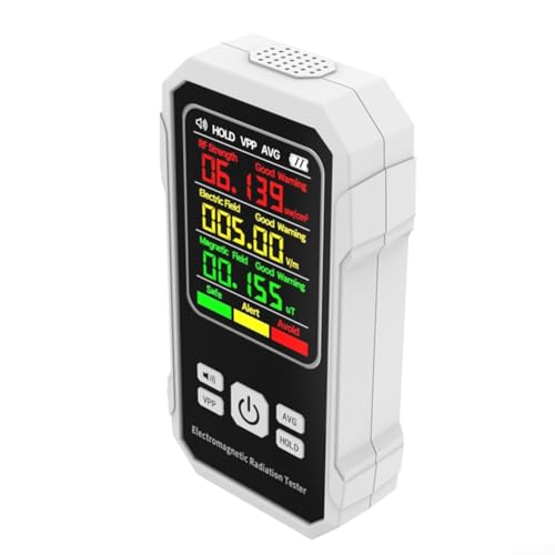 MeevrgR Elektromagnetisches Strahlungsmessgerät mit großem Farbbildschirm, Soundalarm und Datensperrfunktionen, perfekt für Zuhause oder Büro (weiß) von MeevrgR