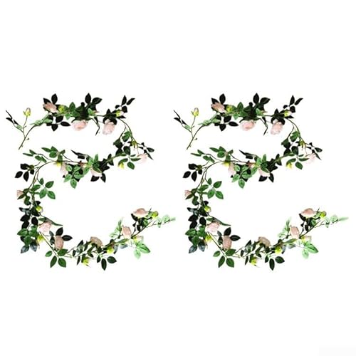 MeevrgR Künstliche Pfingstrosen, 2 m, für elegantes Zuhause, flexible Seide, einfache Installation und Reinigung, perfekt für Wand, Tür, Tisch (Champagner) von MeevrgR