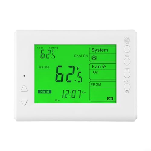 MeevrgR Programmierbares Thermostat – 5 + 2 Tage Zeitplan – großes 17,3 cm LCD-Display mit Hintergrundbeleuchtung – kompatibel mit 24 V HVAC-Systemen – Batterie oder fest verdrahtet MeevrgR Programmierbares Thermostat – 5 + 2 Tage Zeitplan – großes 17,3 cm LCD-Display mit Hintergrundbeleuchtung – kompatibel mit 24 V HVAC-Systemen – Batterie oder fest verdrahtet von MeevrgR