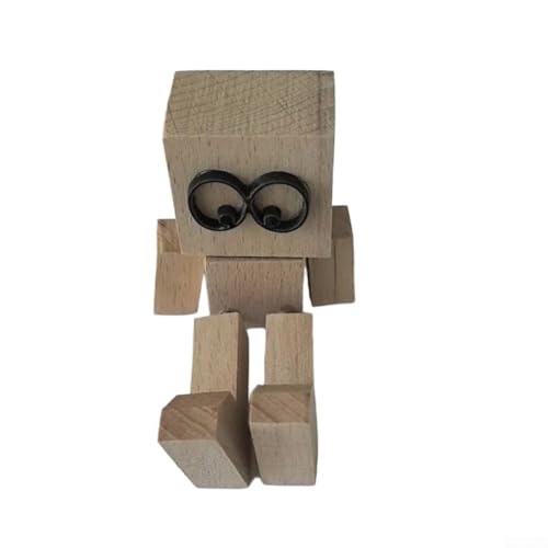 MeevrgR Schüttelnde Holzfigur mit magnetischen Gesichtern und stabiler, rutschfester Basis für Auto-Armaturenbrett oder Büro-Schreibtisch-Dekoration (B) von MeevrgR