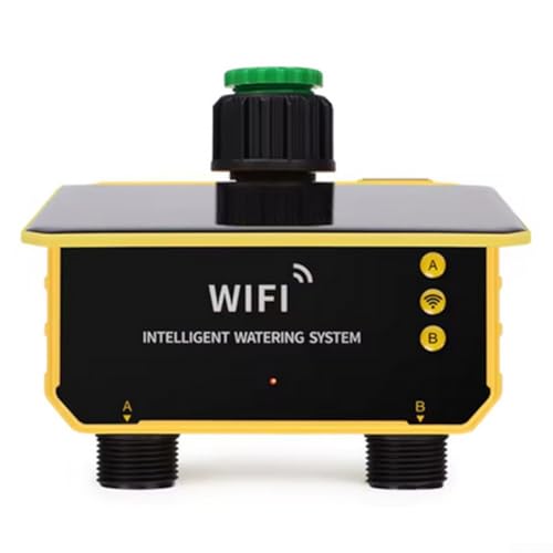 MeevrgR Smarter WLAN-Solar-Timer für Gartenbewässerung, WLAN für Smartlife App Control Regensensor einstellbar Solar/USB Power (2 Steckdosen) von MeevrgR