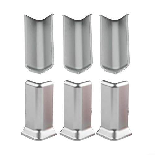MeevrgR Sockelleisten-Eckblöcke-Set für 10 cm Sockelleisten, einfache Installation, ABS-Material, verschiedene Farben, einschließlich 3 Innen- + 3 Außenecken (M Silber) von MeevrgR