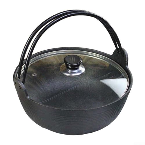 MeevrgR Traditioneller Dutch Oven aus Gusseisen, unbeschichtetes Multifunktions-Kochgeschirr für langsames Kochen, Kochen und Schmoren, hervorragende Wärmespeicherung, schwarzes Küchenzubehör (19 cm von MeevrgR