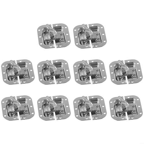 MeevrgR Versenkter Schmetterlingsverschluss für Flugkoffer, Fotoausrüstung, silberfarbener Metall-Sicherheitsverschluss für Mikrofon und Multifunktionsboxen, 82 x 77 mm (10) von MeevrgR