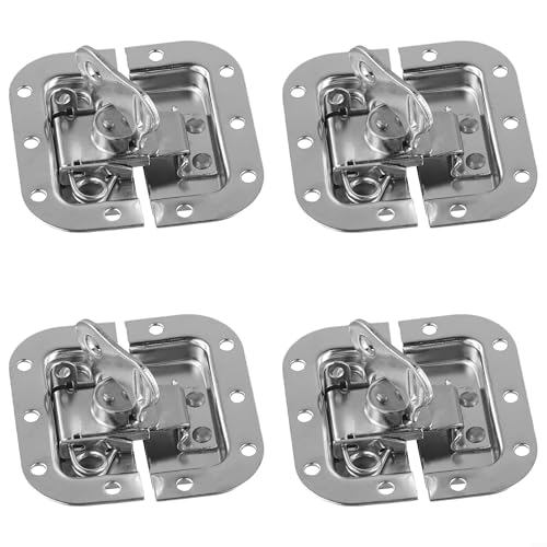 MeevrgR Versenkter Schmetterlingsverschluss für Flugkoffer, Fotoausrüstung, silberfarbener Metall-Sicherheitsverschluss für Mikrofon und Multifunktionsboxen, 82 x 77 mm (4) von MeevrgR