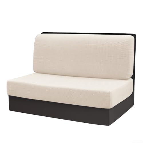 MeevrgR Wohnmobil-Sitzbezüge – Stretch-Mikrofaser, passend für 99–127 cm x 50–66 cm, inklusive Rückenlehne und Kissenbezug (Beige) von MeevrgR