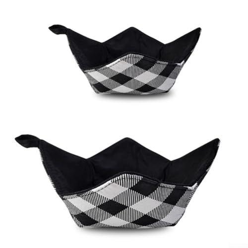Mikrowellen-Schüsselhalter, hitzebeständig mit speziellem Kanten-Design für sicheren Transport der heißen Schale, Polyester-Material bietet Verbrennungsschutz und Wärmeisolierung (schwarz) von MeevrgR