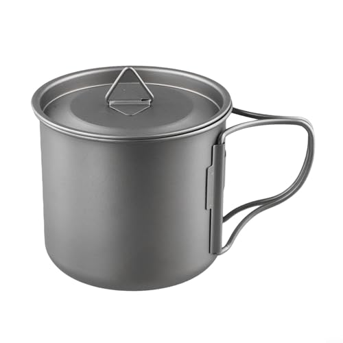 Outdoor Essential Portable Pure Ti Becher mit faltbaren Griffen, ideal für Picknicks oder den täglichen Trinkbedarf (500 ml) von MeevrgR