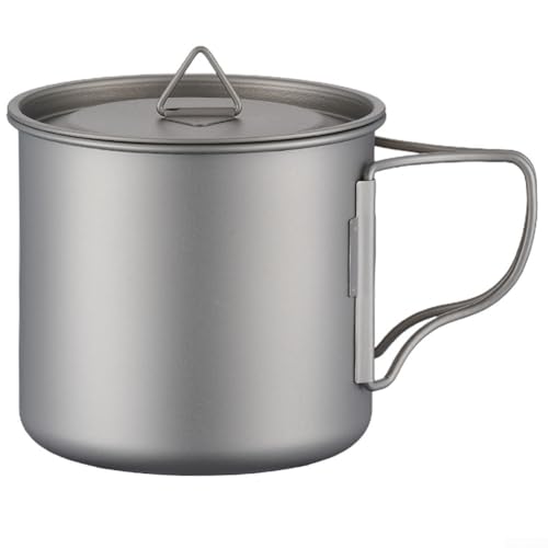 Outdoor Essential Portable Pure Ti Becher mit faltbaren Griffen, ideal für Picknicks oder den täglichen Trinkbedarf (700 ml) von MeevrgR