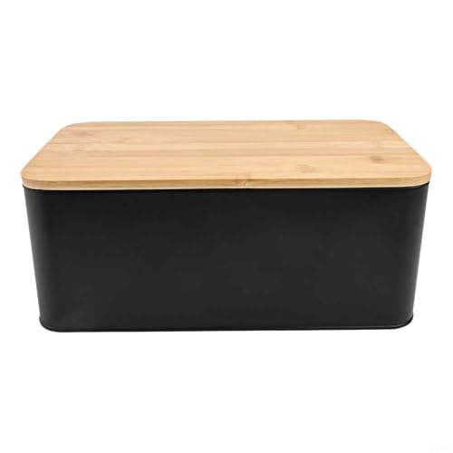 Platzsparende Brotbox mit Holzdeckel, hält Ihre Küche organisiert und Brot frisch (schwarz) von MeevrgR