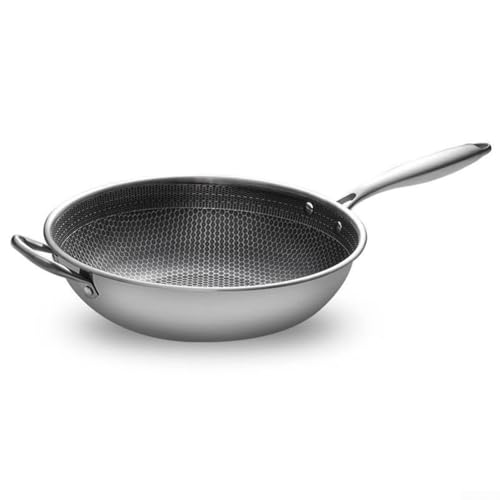 Praktischer Edelstahl-Wok mit Deckel, perfekt zum Kochen mit reduziertem Rauch, 30 cm von MeevrgR
