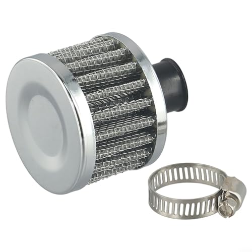 Runder 12 mm Luftfilter für Motorrad- und Automotor mit leichtem und effizientem Design (Silber) von MeevrgR