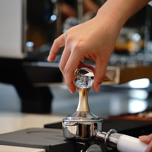 Schlanker und funktionaler 58 mm Kaffee-Tamper aus hochwertigem Edelstahl mit komfortablem Griff (B Gold) von MeevrgR