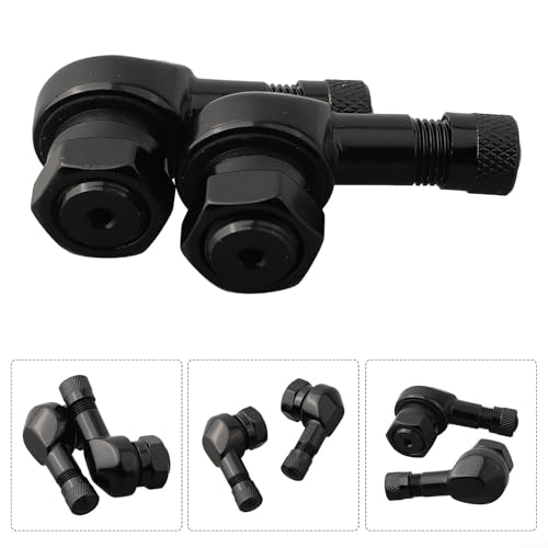 Schlauchlose Motorrad-Ventilschäfte, CNC-Aluminium, 90 Grad für mühelose Nutzung, Schwarz, 2 Stück Schlauchlose Motorrad-Ventilschäfte, CNC-Aluminium, 90 Grad für mühelose Nutzung, Schwarz, 2 Stück von MeevrgR
