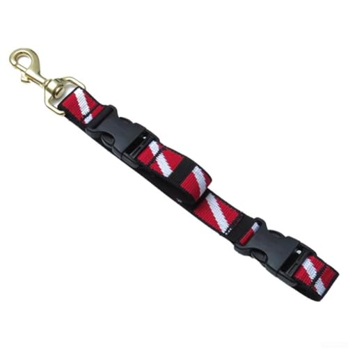 Scuba Diving Lanyard Clip mit Schnellverschluss-Schnalle, Messingverschluss und Nylon-Gurtband, geeignet zur sicheren Befestigung von Tauchzubehör (Rot-Weiß) von MeevrgR