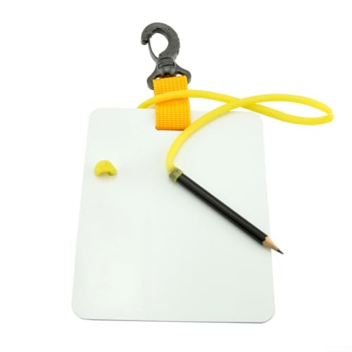 Scuba Writing Slate Designed with a Swivel Clip and Integrated Pencil for Easy Use (Large Yellow) von MeevrgR