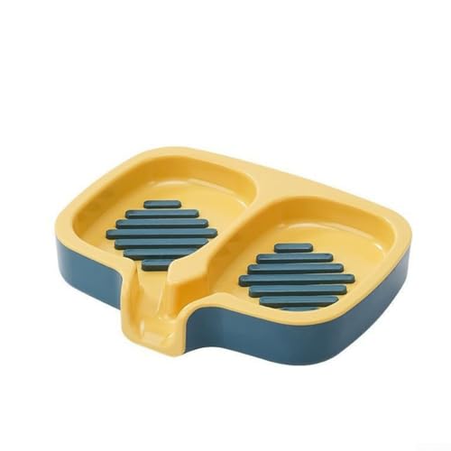 Seifenhalter mit innovativem selbstablaufendem Design, hält bequem zwei Seifenstücke, ideal für den täglichen Gebrauch (gelb) von MeevrgR