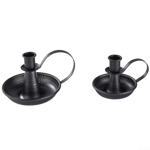 Set mit 2 Kerzenhaltern mit elegantem Eisen-Design und Griffen, perfekt für jeden Anlass (schwarz) von MeevrgR