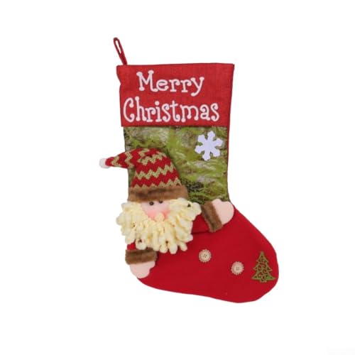 Set mit 3 Plüsch-Weihnachtsstrümpfen mit Weihnachtsmann, Schneemann und Rentier-Designs für Kamin und Kaminsims, perfekt für Urlaubsdekoration (M1–25 ältere Modelle) von MeevrgR
