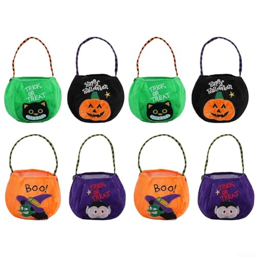 Set mit 8 Vlies-Halloween-Süßigkeitentüten mit Griffen, wiederverwendbare Taschen für Kinder zur Verwendung während oder Leckereien und Partyfeiern Set mit 8 Vlies-Halloween-Süßigkeitentüten mit Griffen, wiederverwendbare Taschen für Kinder zur Verwendung während oder Leckereien und Partyfeiern von MeevrgR