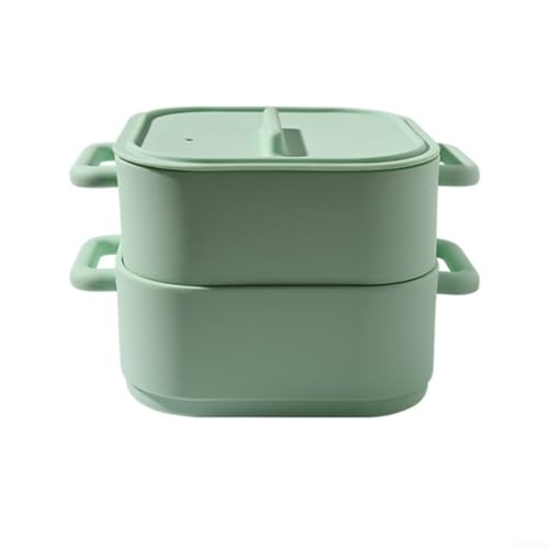 Silikon-Dampfgarer-Set, 2 Mikrowellenschüsseln für einfache Aufbewahrung und Kochen von Lebensmitteln (Grün) von MeevrgR