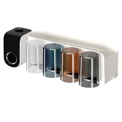 Smart Design Wandhalterung Zahnbürstenhalter und automatischer Spender, um Ihr Badezimmer ordentlich zu halten (weiß 4 Tassen) von MeevrgR