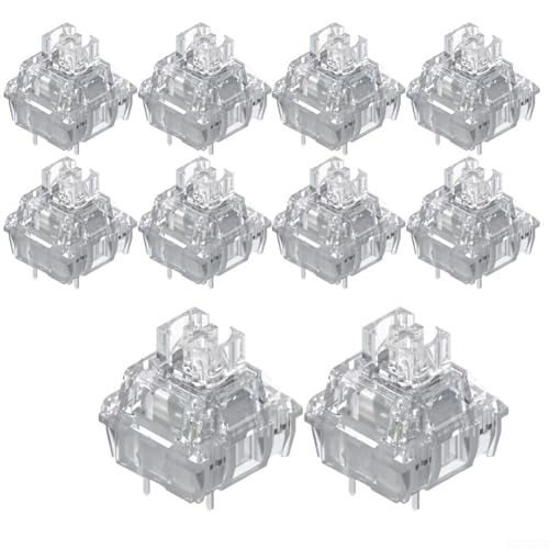TTC V2 Mechanische Tastaturschalter Set mit 10 vorgeschmierten geräuschlosen linearen Design mit staubabweisender Wand und reibungsloser Betätigung für MX-Tastenkappenkompatibilität (transparent) von MeevrgR