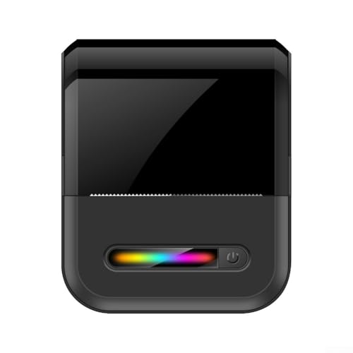 Tragbare Mini-Etikettenmaschine für Zuhause und Büro, mit wiederaufladbarem Akku, Thermodruck und benutzerdefinierten Vorlagen über Tiny Print App (schwarzer Standard) von MeevrgR