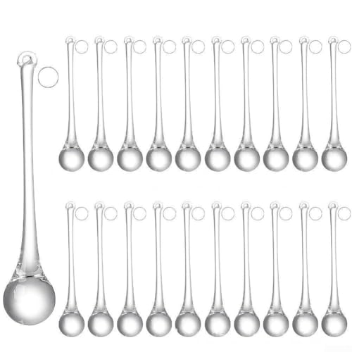 Transparente Glas-Regentropfen-Ornamente für Urlaubsdekoration, Set mit 20 handgefertigten Stücken mit Seil zum Aufhängen für mehrere Anwendungen (20 x 100 mm) von MeevrgR