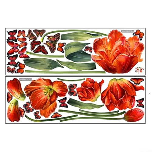 Wandtattoo, Motiv: Tulpe und Schmetterling, für Wohnzimmer von MeevrgR