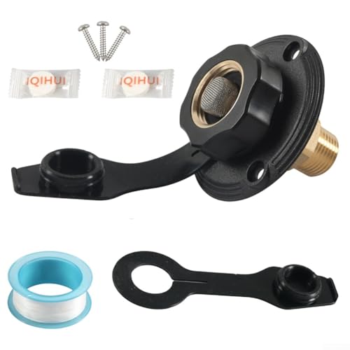 Wassereinlass-Set für Wohnmobile mit 3/4 NH Buchse und 1/2 NPT Stecker mit integriertem Rückschlagventil zur Verhinderung von Rückfluss (schwarz) von MeevrgR
