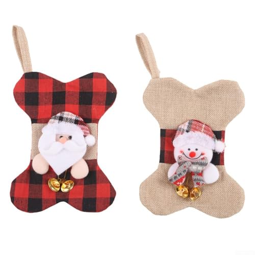 Weihnachtsanhänger zum Aufhängen mit Weihnachtsmann-Plaid-Stoffpuppe für Baumdekoration, festliche saisonale (2 Stück) von MeevrgR