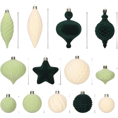 Weihnachtskugel-Ornament-Set mit Samtstruktur und Schwanen-Design, moderne Hängedekorationen für Baum und Fenster saisonaler Gebrauch (birnengrün) von MeevrgR