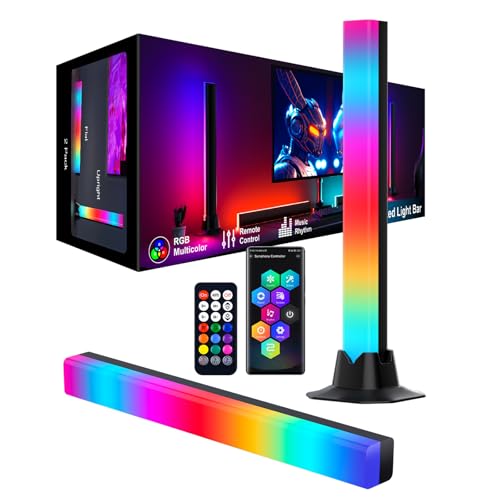 Meewata LED Lightbar, RGB IC Lampe 32 CM, Gaming Beleuchtung, Gaming Setup Deko, Musik Sync und Timing Funktion, APP und Fernbedienung, Ambient Lampe für Schreibtisch, TV, Monitor, Zimmer, Urlaub von Meewata