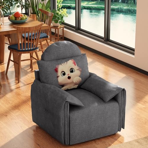 Meeyar Modernes Sofa, 71CM Einzelsofa mit Doppelseitigen Rückenkissen, Abnehmbarem Sitzbezug, Aufrollbaren Armlehnen, Sofa aus Kurzplüschstoff, Geeignet für Wohnzimmer, Lounge, Schlafzimmer von Meeyar