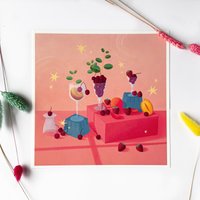 stillleben Mit Rosa Früchten Als Kunstdruck von MegBuddArt