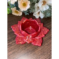 Chunky Rot Glitzer Lotus Blume Flammenlos Teelicht Kerzenhalter von MegItYours