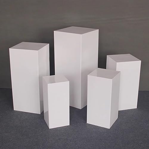 MegLob 5Pcs Event Rechteckige Kolumne Herzstück Display -Säule, Stapelbare Aufbewahrung Hochzeits-/Party-/Bankettkuchenausstellungsständer, Babyparty -Party -Dessert -Riser,B von MegLob