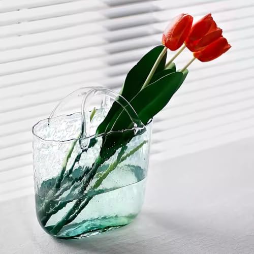 MegLob Dekorglasaquarium, Transparente Handtasche Geformte Betta -Fischtank, Klarer Betta -Fischtank, 2 in 1 Vase & Aquariumbehälter, Multifunktional Offener Fischtank,Blau von MegLob
