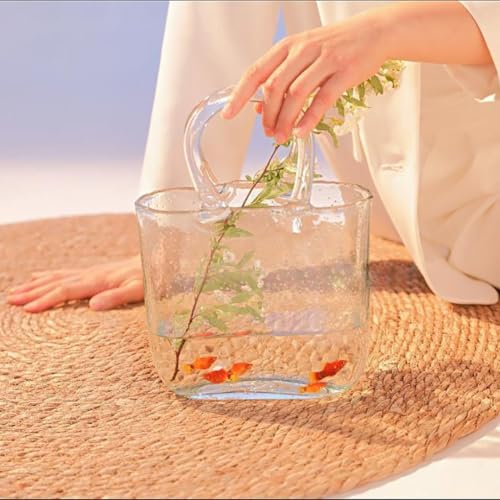 MegLob Dekorglasaquarium, Transparente Handtasche Geformte Betta -Fischtank, Klarer Betta -Fischtank, 2 in 1 Vase & Aquariumbehälter, Multifunktional Offener Fischtank,Durchsichtig von MegLob
