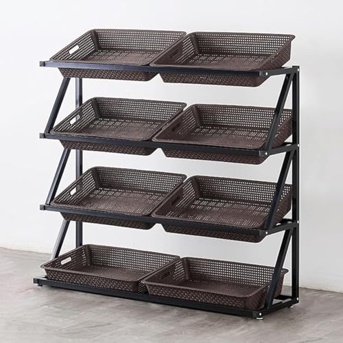 MegLob Einzelhandel Snack Display Stand, Kommerzieller Marktausstellungsstand Für Obst- Und Gemüse, Großkapazität Bauernmarkt Obstgemüse -Regal -Organisator,8 baskets brown von MegLob