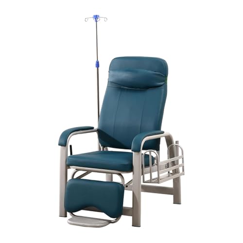 MegLob Gepolsterter Phlebotomie-Liegestuhl, Vollständig Verstellbarer Infusionsstuhl Mit Infusionsständer, Mit Um 90°-160° Verstellbarer Rückenlehne,Green Padded armrest von MegLob