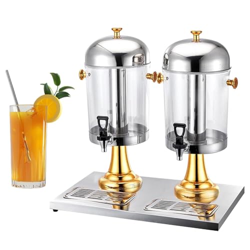 MegLob Getränkspender Für Bankett, Transparenter Getränkspender Mit Eiskernrohr, Getränkspender Mit Stand & Water Tropfer, Getränkestrich Für Coole Limonade,Gold double von MegLob