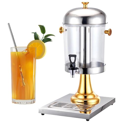 MegLob Getränkspender Für Bankett, Transparenter Getränkspender Mit Eiskernrohr, Getränkspender Mit Stand & Water Tropfer, Getränkestrich Für Coole Limonade,Gold single von MegLob