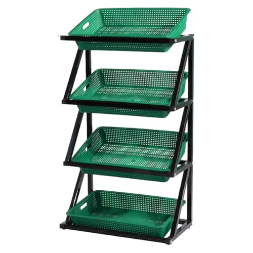 MegLob Großer Snack-Präsentationsständer Mit 4 Ebenen, Vertikales Marktkorb-Lagerregal Für Obst Und Gemüse, Rustikaler Obst- Und Gemüseregal-Organizer Für Kommerzielle,Single row green von MegLob